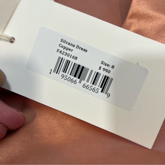 Ulla Johnson Silvana Dress Copper Satin Midi Long Sleeve Boho Sz 8 Cocktail NWT - Picture 13 of 16